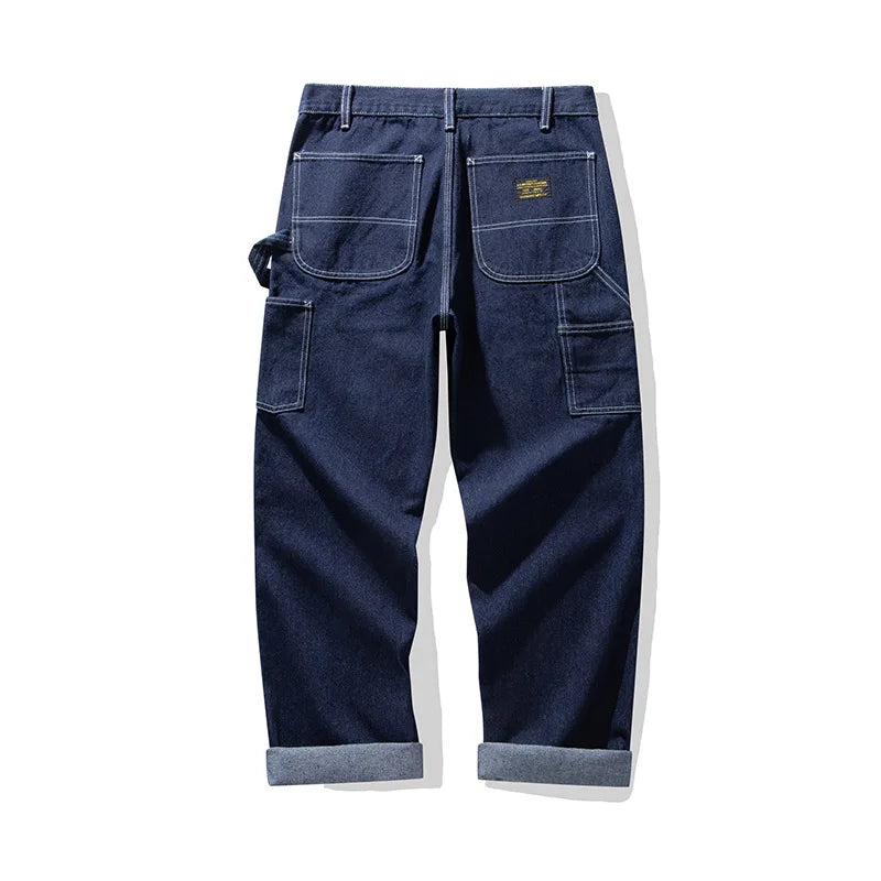 Pantalon de travail en denim original OKONKWO pour les cheminots Pantalon de travail rayé multi-poches AMEKAJI Pantalon de randonnée en plein air pour le camping