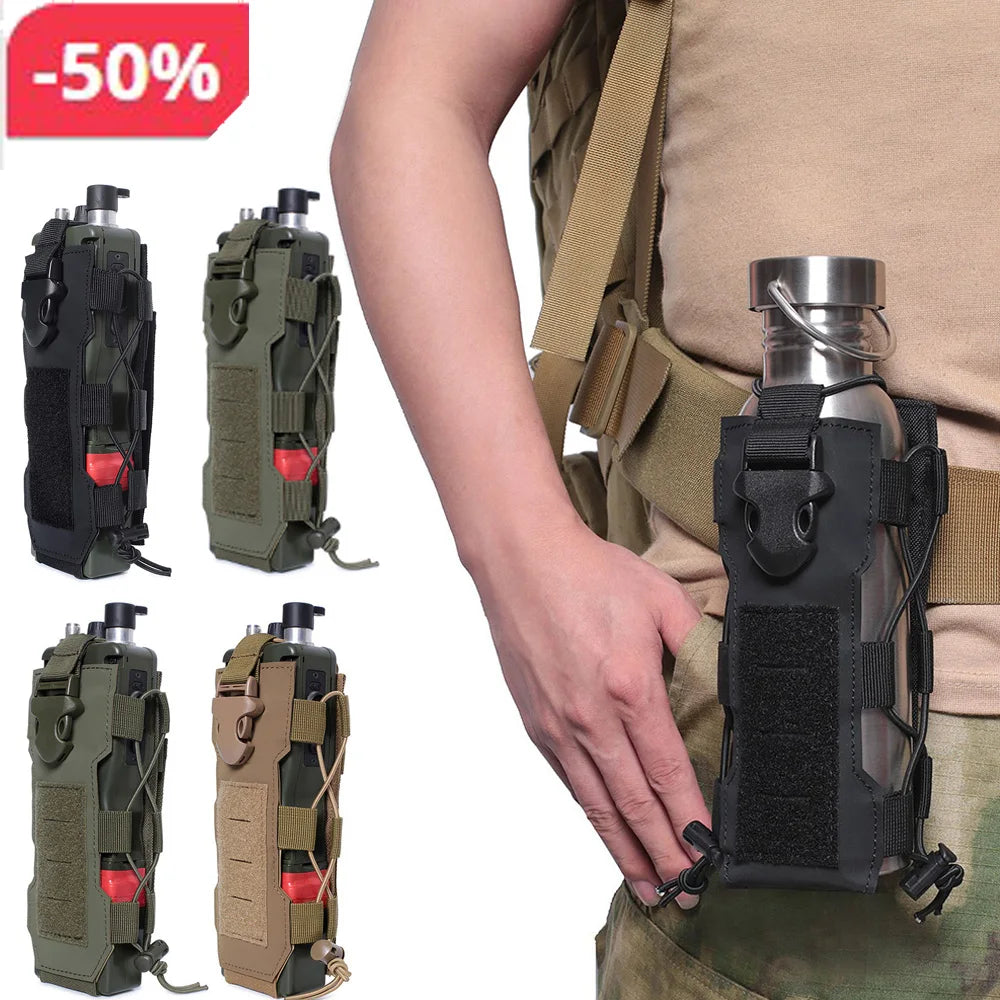 Outdoors Molle Water Bottle Pouch Tactical Gear Kettle Waist Shoulder Bag Sports Water Bottle Bag for Army Fans Climbing Camping