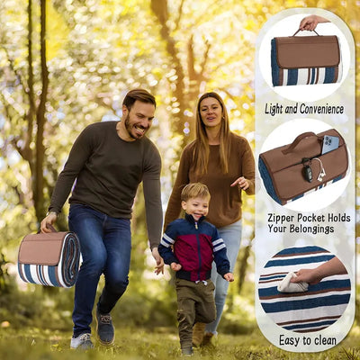 Picknickdecke, extra große wasserdichte Matte, 3-lagige Reise-Stranddecken mit praktischer Mattentasche, tolle Geschenke für Outdoor-Camping, Wandern