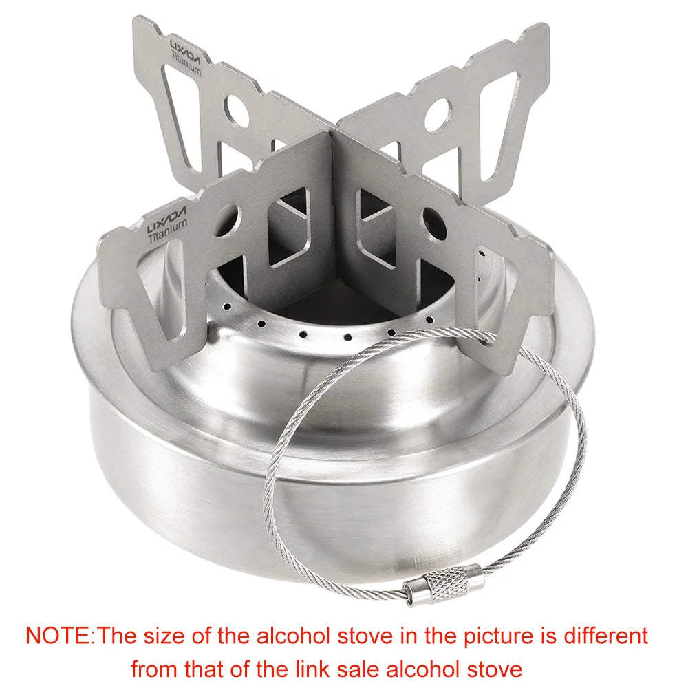 Lixada Outdoor Camping Stove Mini Alcohol Stove Portable Aluminum Alloy Hiking Backpacking Cooking Stove with Lid Cookware