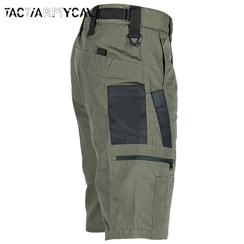 Summer Tactical Shorts Men Quick Dry Cargo Shorts Multi-Pocket Wear-Resistant Waterproof Short Trousers Outdoor Hiking Fishing