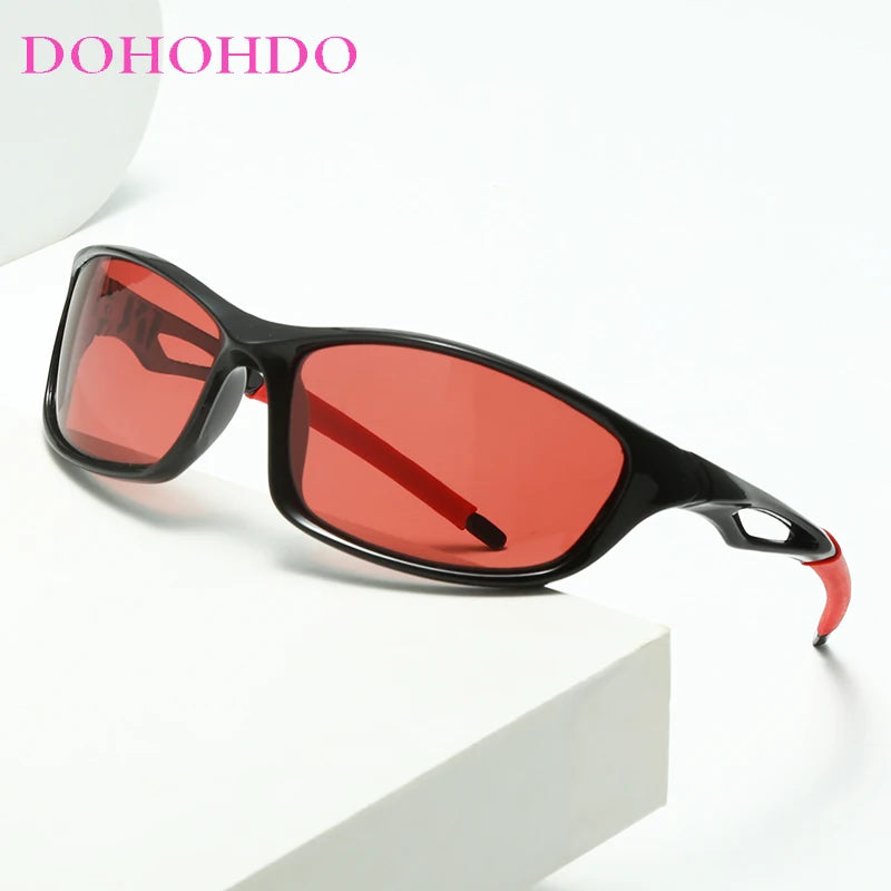 DOHOHDO New Trending Polarized Sunglasses Men Women 2023 Red Clear Lens Y2K Fishing Camping Hiking Polarising Lens Eyewear UV400