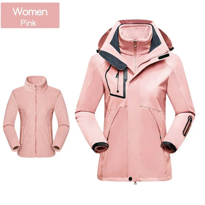 Skiing Jackets 3 In 1 Men Women Winter Warm Ski Hooded Jacket Windproof Waterproof  Wear-resisting Outdoors Hiking Climbing Coat