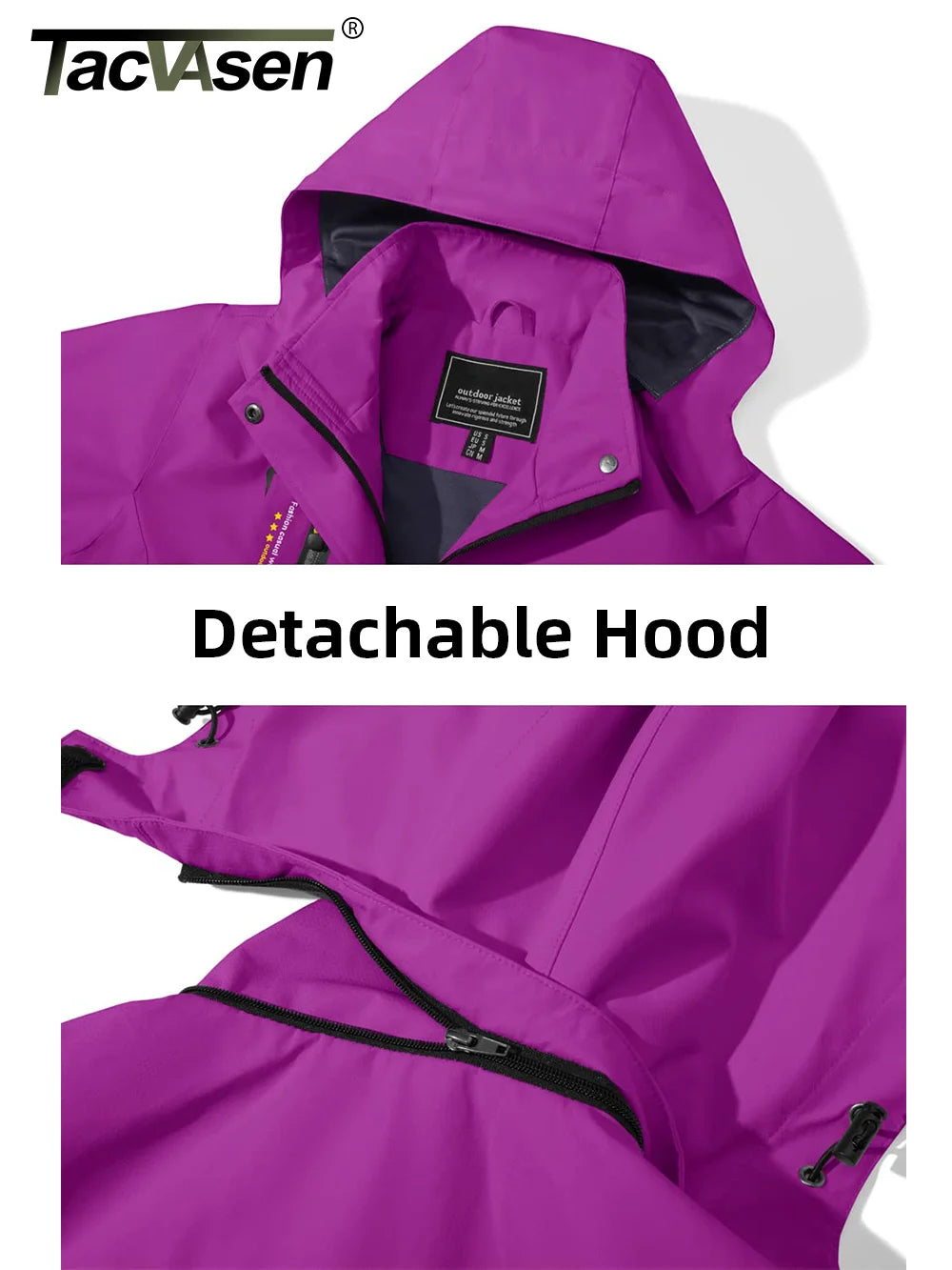 TACVASEN Lightweight Hiking Jacket Womens Waterproof Softshell Rain Jacket with Hood Outdoor Trekking Camping Jacket Windbreaker