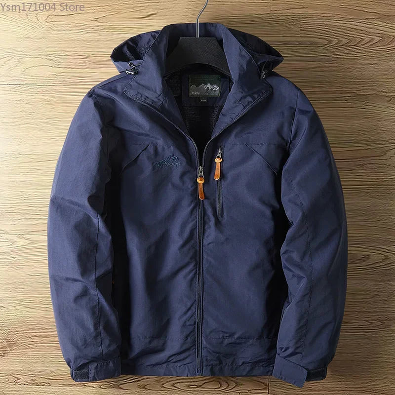 Veste de randonnée d'extérieur pour homme, veste surdimensionnée 7XL, fine et respirante, coupe-vent et imperméable, à capuche, printemps et automne