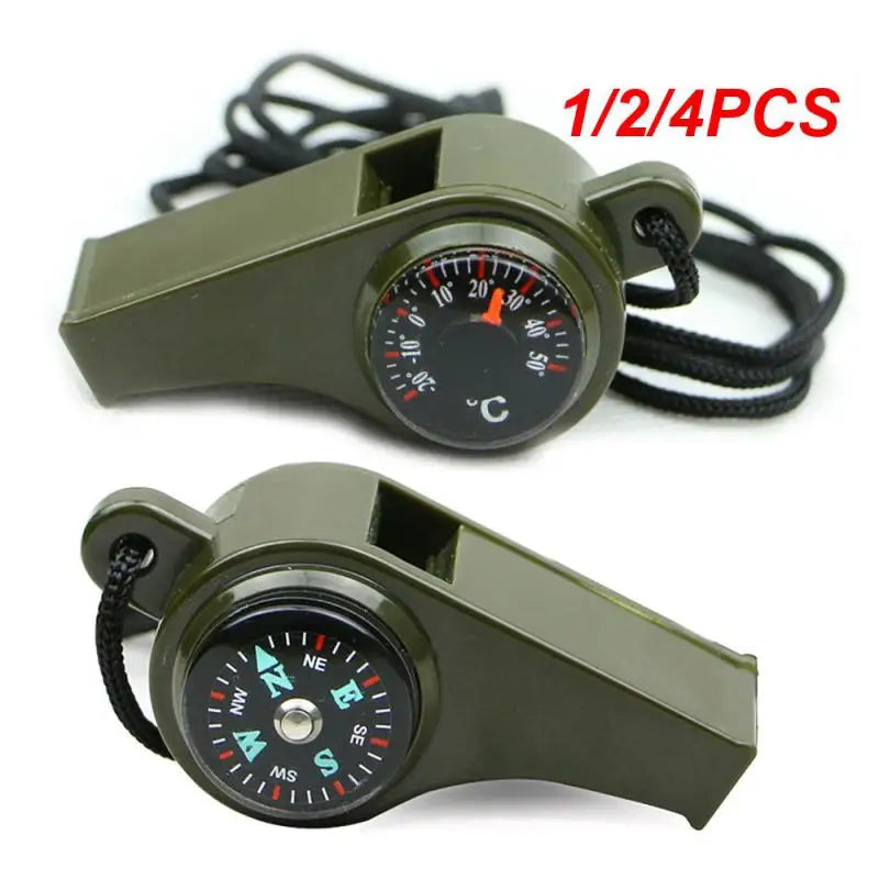 Survival Whistle Mutifunction Lightweight Whistle Thermometer Compass  For Camping Hiking And Outdoor Activities