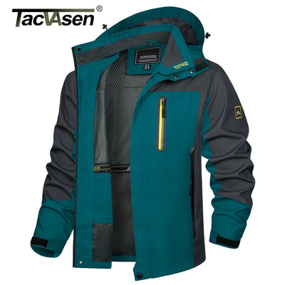 TACVASEN Waterproof Lightweight Jacket Mens Mesh Lined Outdoor Jacket Windproof Fishing Hiking Jacket Rain Coat Male Windbreaker