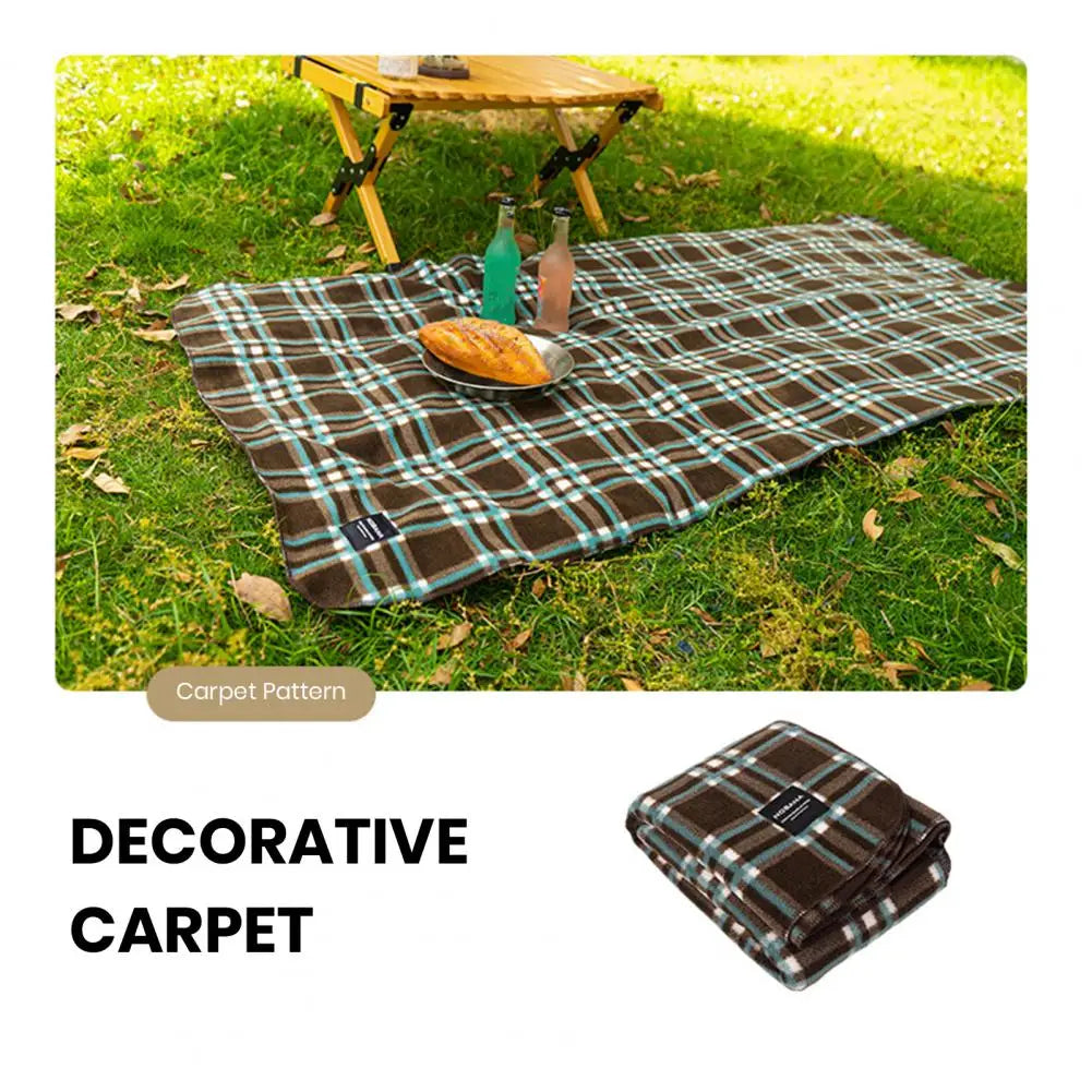 Compact Camping Blanket Versatile Outdoor Mini Blanket Plaid Print for Camping Picnics Sofa Cover Portable Fleece Mat for Air