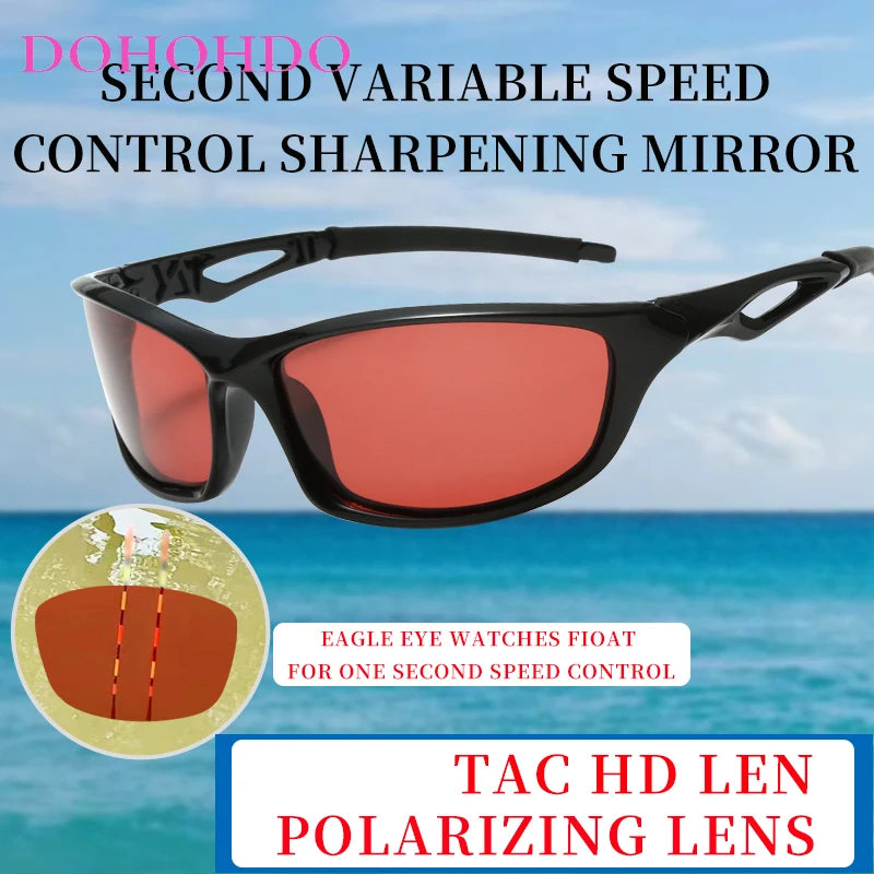 DOHOHDO New Trending Polarized Sunglasses Men Women 2023 Red Clear Lens Y2K Fishing Camping Hiking Polarising Lens Eyewear UV400