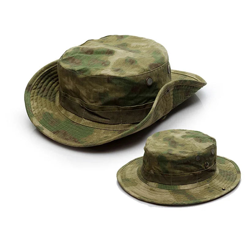 Summer Tactical Military Boonie Hat Army Camouflage Bucket Hats Multicam Panama Cap Hunting Hiking Outdoor Camo Panama Caps Men