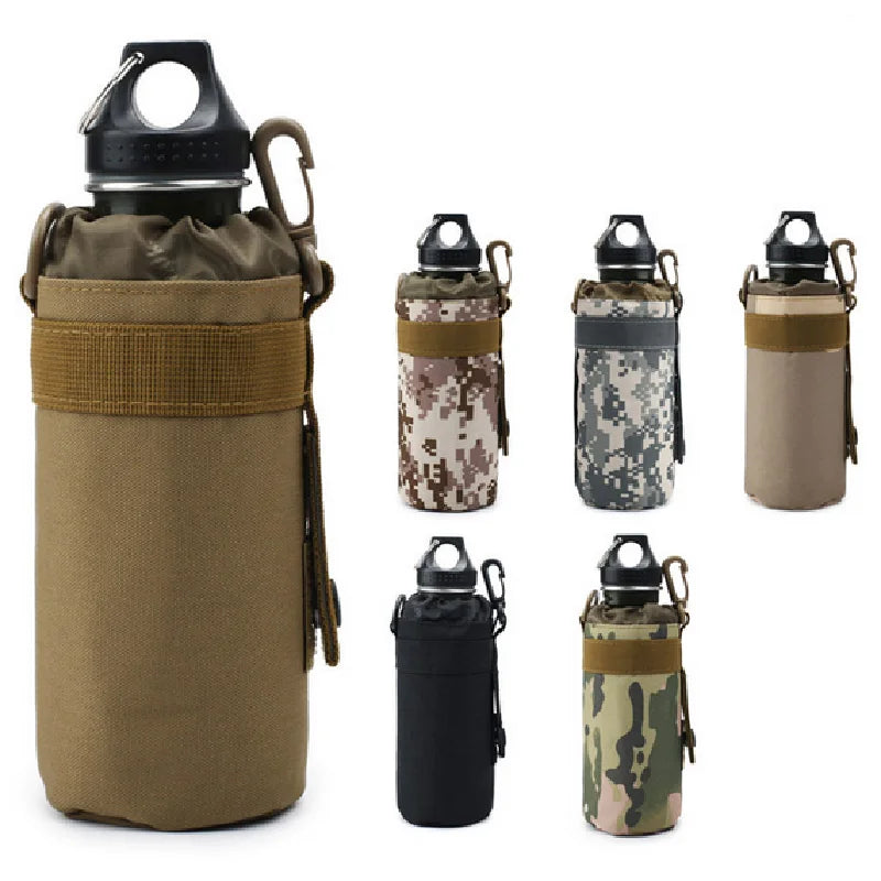 Hunting Water Bottle Bag Molle System Kettle Pouch Holder Camping Cycling Bottle Bag Drawstring Pouch Bag for Tactical Backpack