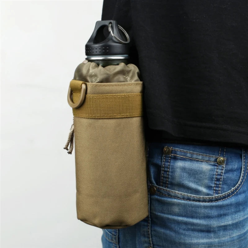 Hunting Water Bottle Bag Molle System Kettle Pouch Holder Camping Cycling Bottle Bag Drawstring Pouch Bag for Tactical Backpack