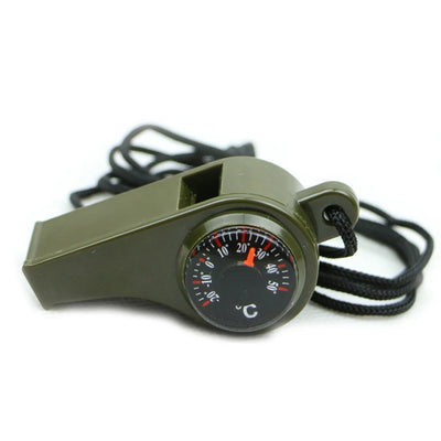 Survival Whistle Mutifunction Lightweight Whistle Thermometer Compass  For Camping Hiking And Outdoor Activities