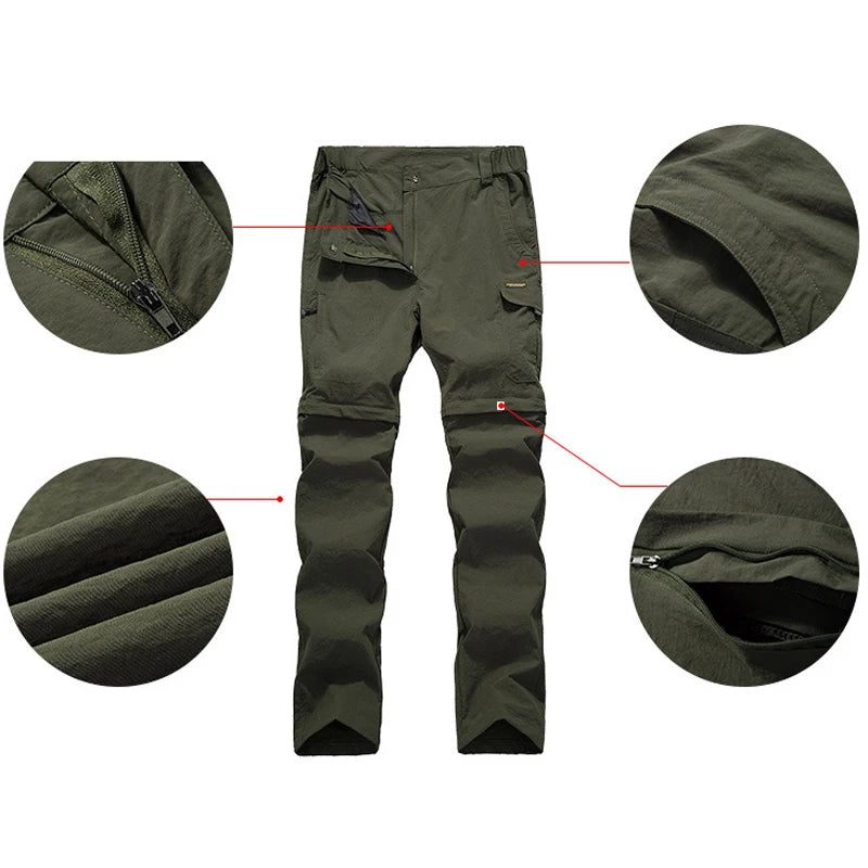 TRVLWEGO Summer Tactics Pants Womens Quick Dry Outdoor Anti Splash Water Removable Hiking Sport Breathable Trousers Camping