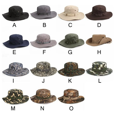 Men & Women Wide Brim Camping Hiking Fishing Cap Men's Bucket Hats Military Boonie Hat Sun Hat