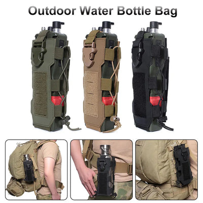 Outdoors Molle Water Bottle Pouch Tactical Gear Kettle Waist Shoulder Bag Sports Water Bottle Bag for Army Fans Climbing Camping