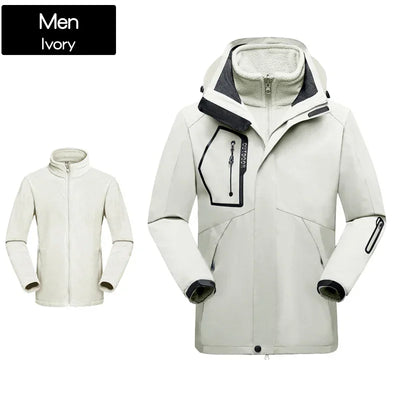 Skiing Jackets 3 In 1 Men Women Winter Warm Ski Hooded Jacket Windproof Waterproof  Wear-resisting Outdoors Hiking Climbing Coat