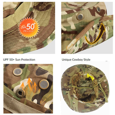 Summer Tactical Military Boonie Hat Army Camouflage Bucket Hats Multicam Panama Cap Hunting Hiking Outdoor Camo Panama Caps Men