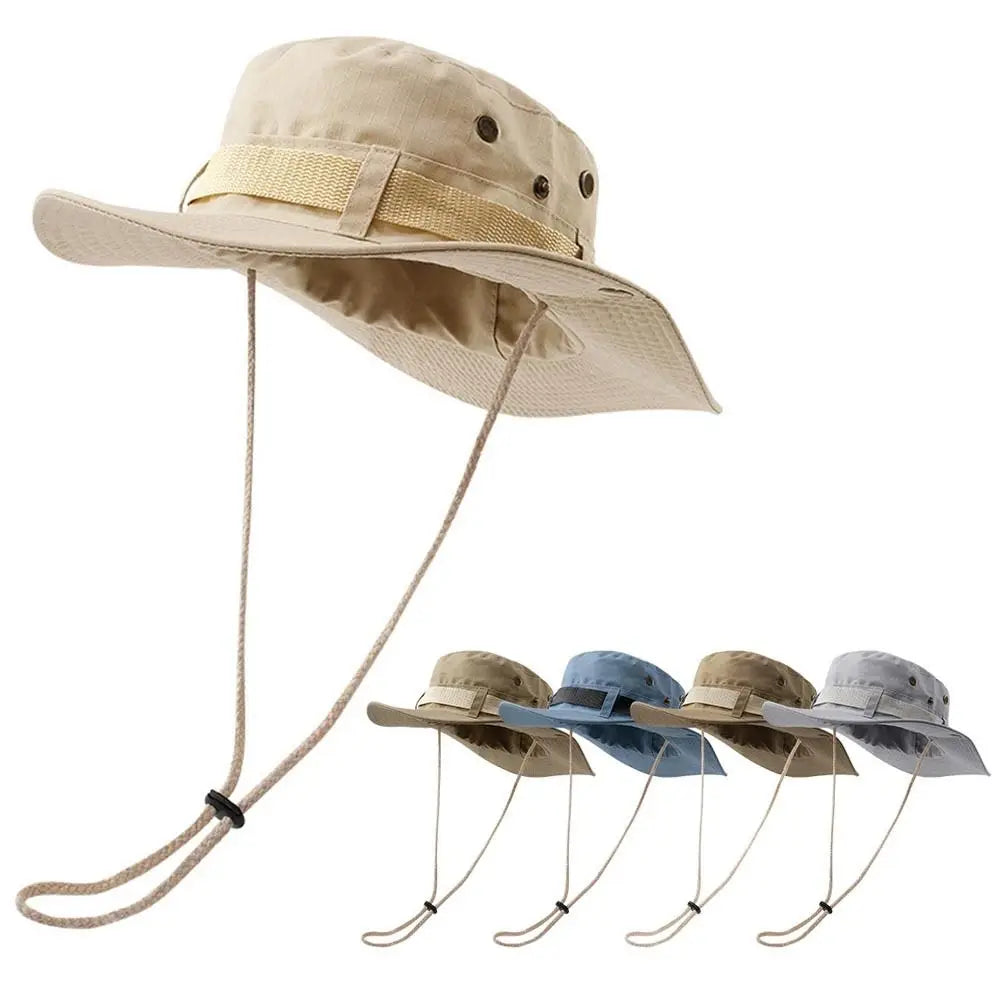 Outdoor Mesh Hiking Hat Sunscreen Cap Beach Supplies UV Protection Wide Brim Bucket Hat Safari Hunting