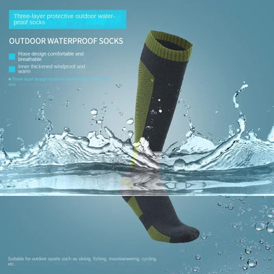 Kniehohe wasserdichte Socken Wandern Waten Outdoor-Camping Radfahren Skifahren Bergsteigen Warme lange kniehohe wasserdichte Socken